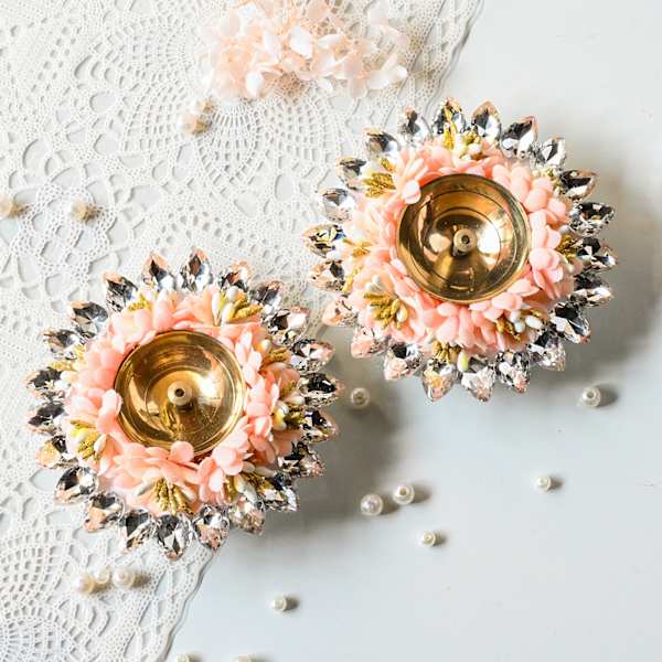 Graceful Gulab Parvati Diyas - Set Of 2