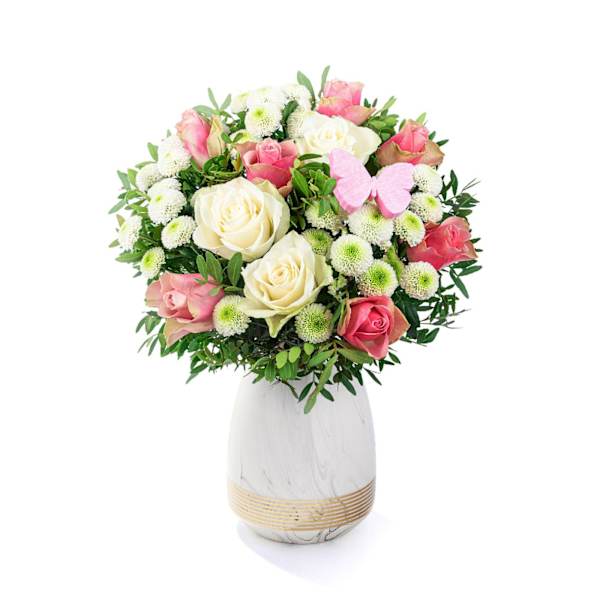 Graceful White Roses And Pistache Floral Arrangement