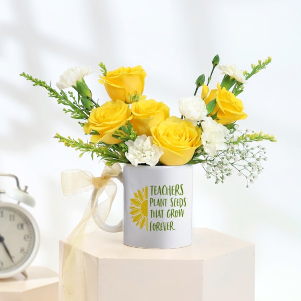 Gratitude Blooms - Teacher's Day Personalized Mug Arrangement
