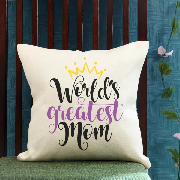 Greatest Mom Jute Cushion