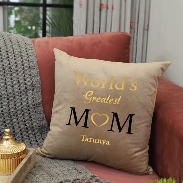 Greatest Mom Personalized Velvet Cushion