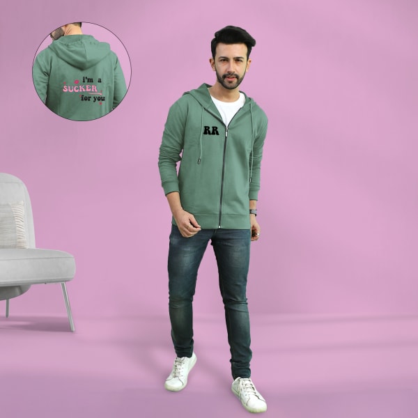 Green Cotton Men's Personalized Hoodie