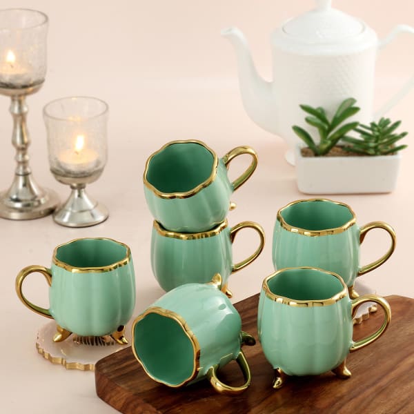 Green Grace Set of 6 Tea Cups