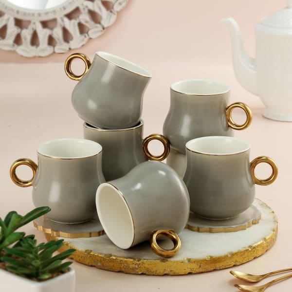 Grey Delight Set of 6 Tea Cups