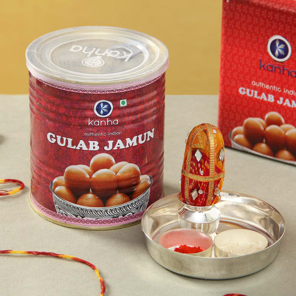 Gulabjamun with Silver Plated Tikka Thali
