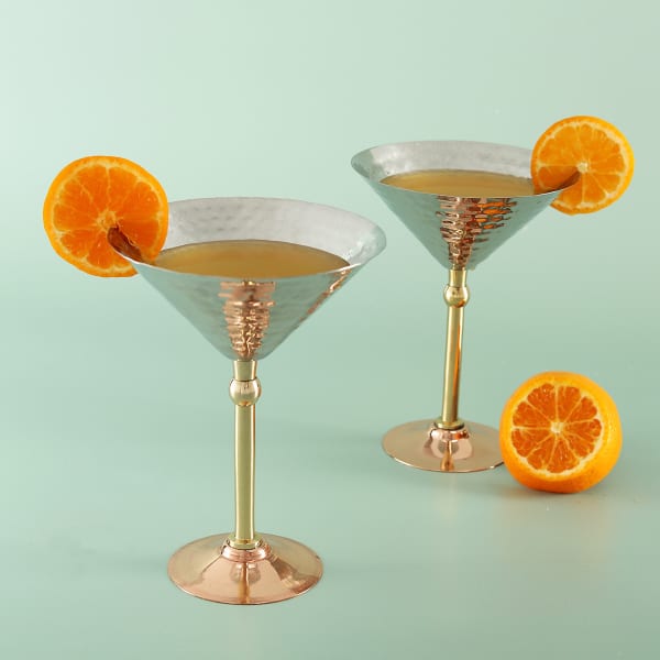 Hammered Copper Martini Glasses- Set of 2