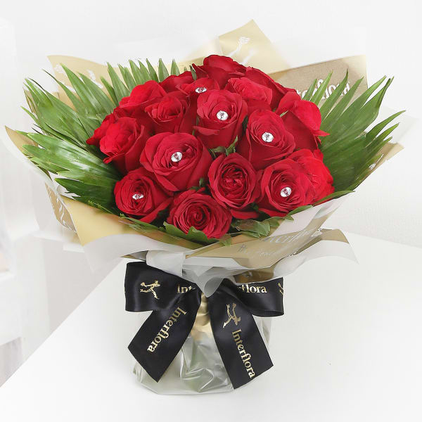 Hand Tied Bouquet of 25 Red Roses