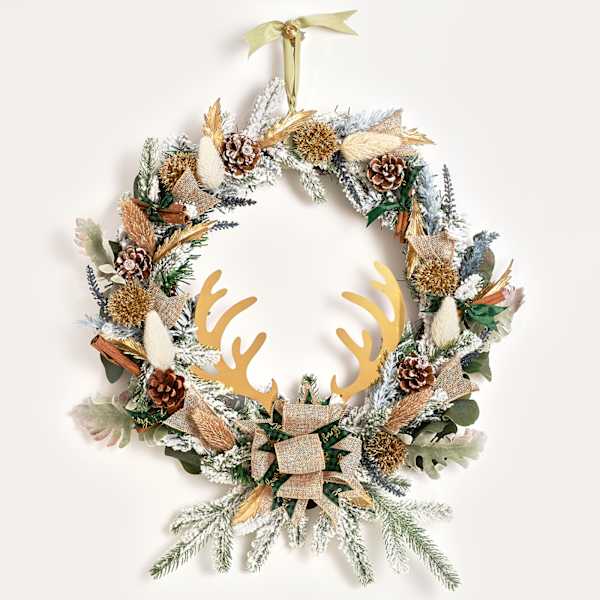 Handcrafted Reindeer Horn Christmas Wreath