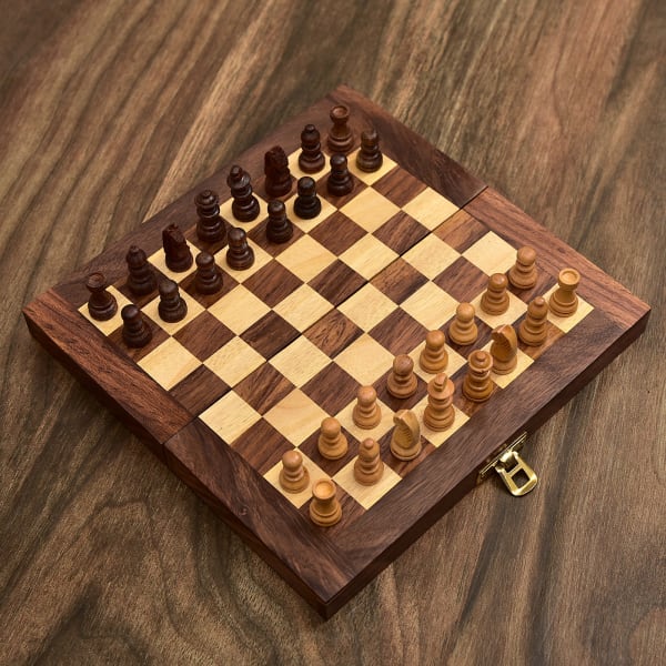 Handmade Foldable Sheesham Wood Chess Board Gift/Send