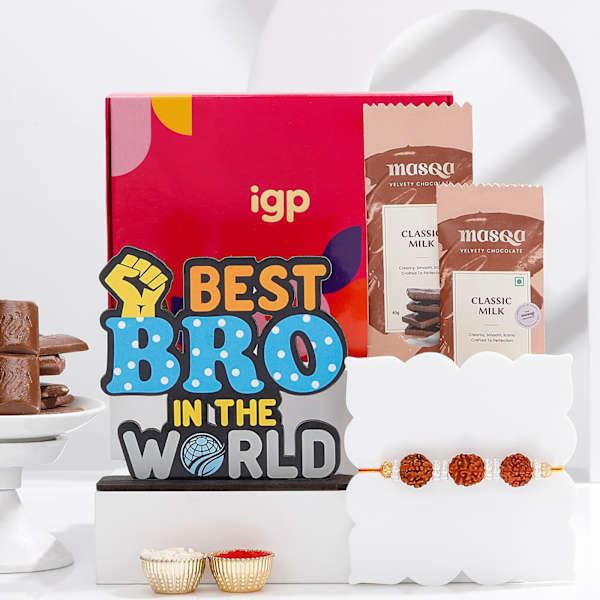 Handmade Rudraksha Rakhi Gift Hamper