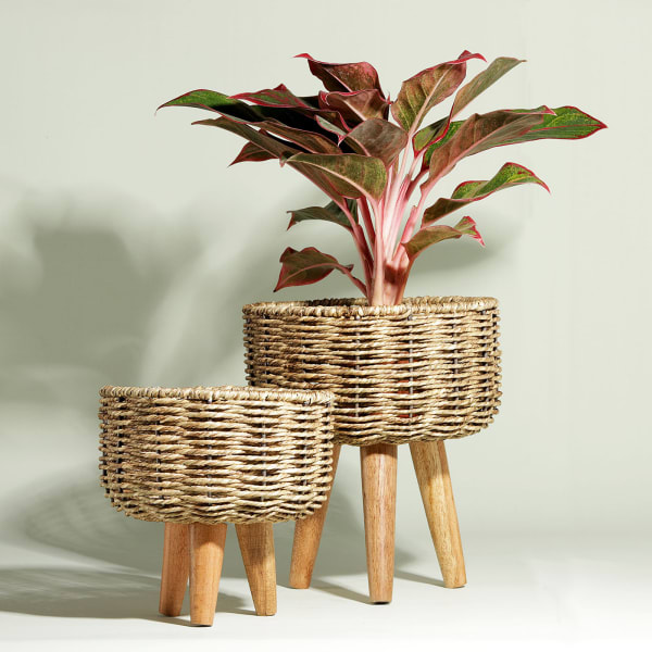 Handmade Twisted Jute Rope Planters (Set of 2) - Without Plant