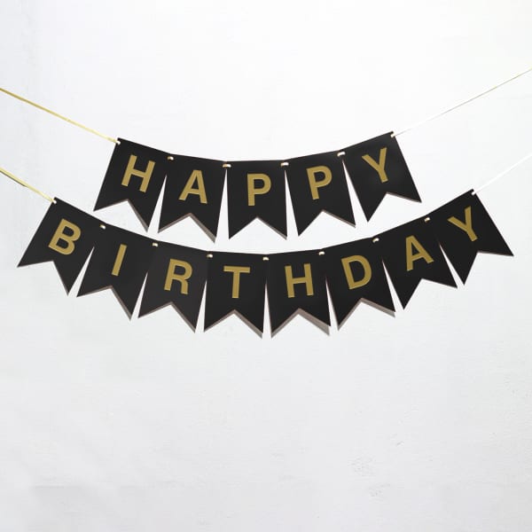 Buy/Send Happy Birthday Banner Black 9 Ft Online | IGP | JVS1264555