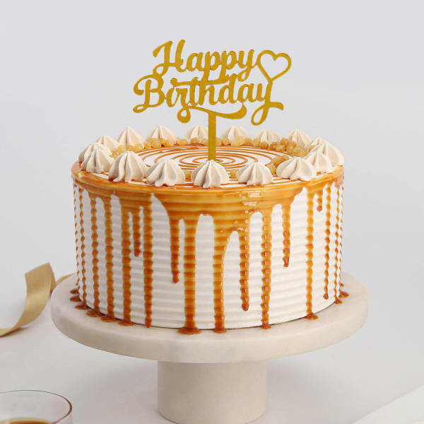 Happy Birthday Butterscotch Drip Cake (Half Kg)