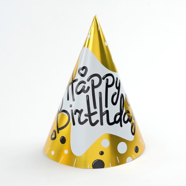 Happy Birthday Golden Caps (8 Pcs)