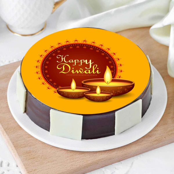 Happy Diwali Designer Diya Poster Cake (1 Kg)