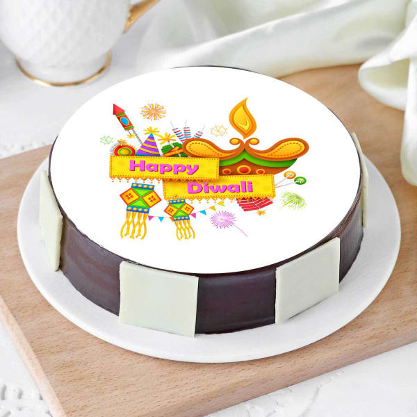 Happy Diwali Lantern & Diya Poster Cake (1 Kg)