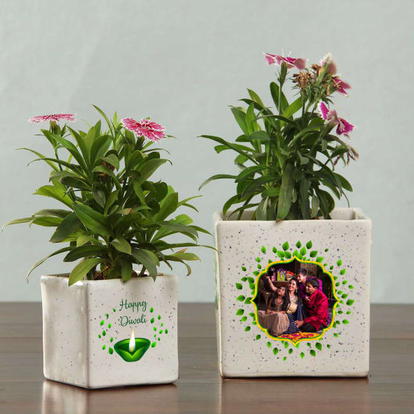Happy Diwali Personalized Planter Set (Without Plant)