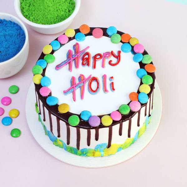 Happy Holi Fresh Cream Cake With Candy Icing (Half kg)