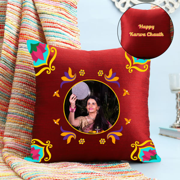 Happy Karwa Chauth Personalized Cushion