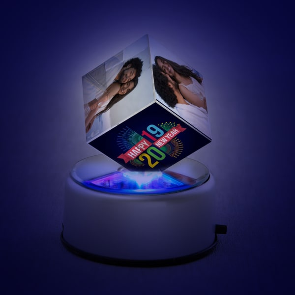 Happy New Year Personalized Crystal Cube