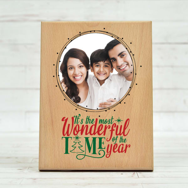 Happy Time Christmas Wooden Photo Frame