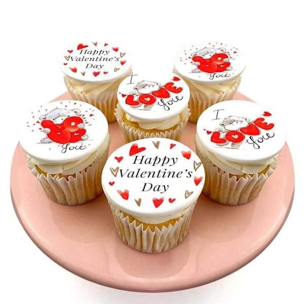 Happy Valentine's Day Vanilla Cupcakes - Set Of 6