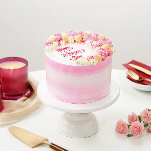 Happy Women's Day Floral Icing Cake