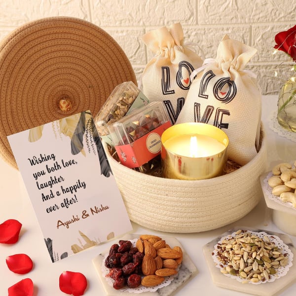 Healthy Snacks Hamper With Personalized Anniversary Card