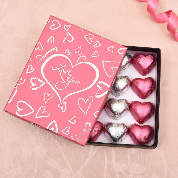 Heart Shape Dark And Milk Chocolates In Romantic Gift Box Gift