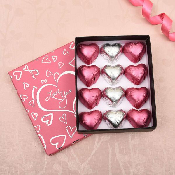 Heart Shape Dark and Milk Chocolates in Romantic Gift Box