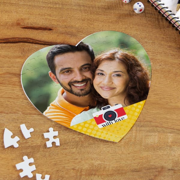 Heart Shape Paper Puzzle Made Of Hard Bord Personalized With 1 Photo
