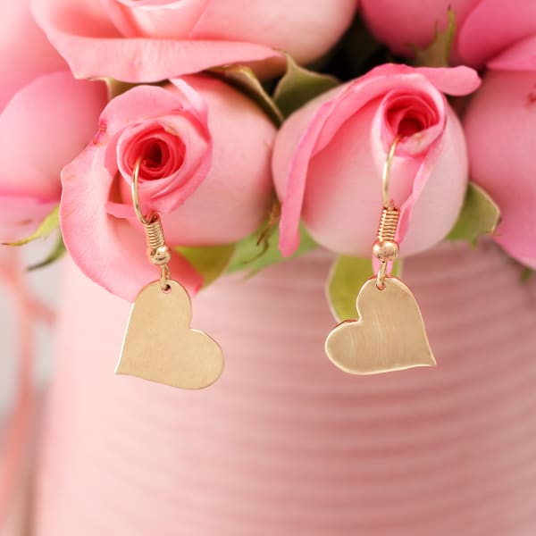 Heart Shaped Danglers with Rose Gold Finish
