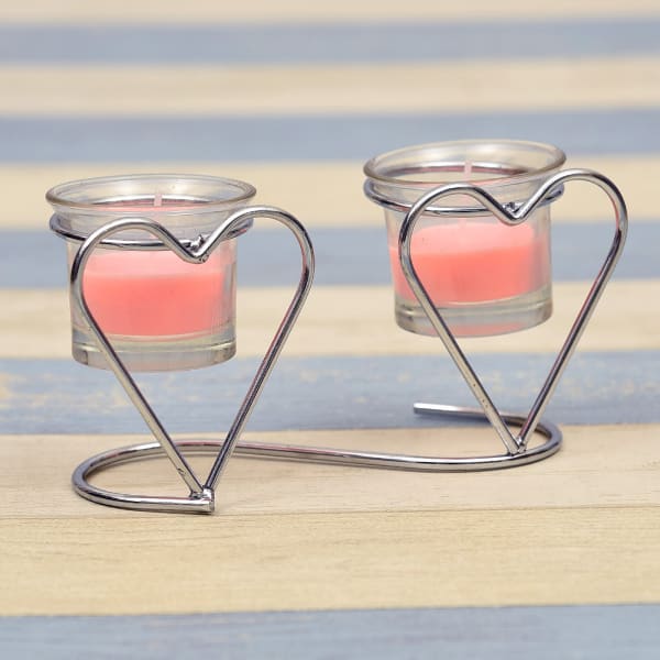 Heart Shaped Pink Candle Holder