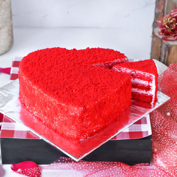 Order Heart Shaped Red Velvet Cake Half Kg Online at Best