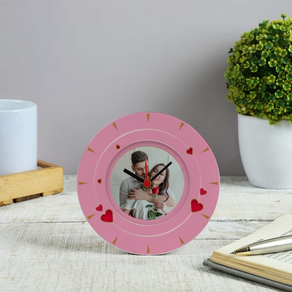 Hearty Love Personalized Wooden Table Clock