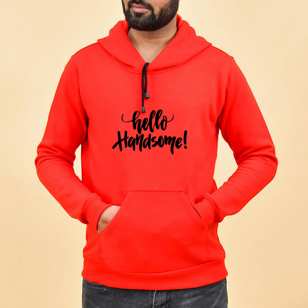 Hello Handsome Red Hoodie for Men
