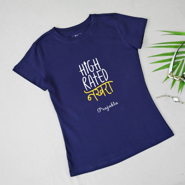High Rated Nakhara Personalized T-Shirt for Women - Navy