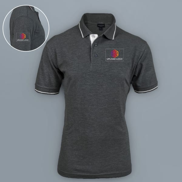 Highline Polo T-shirt for Men (Charcoal Grey with White)