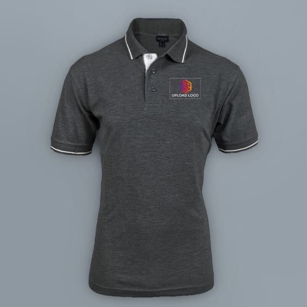 Highline Polo T-shirt for Men (Charcoal Grey with White)