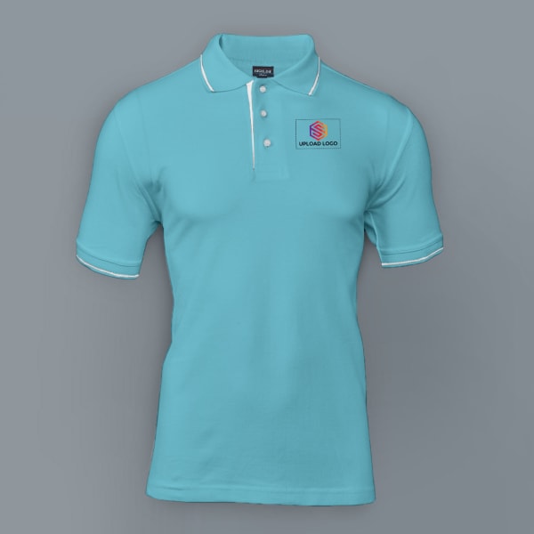 Highline Polo T-shirt for Men (Electric Blue with White)