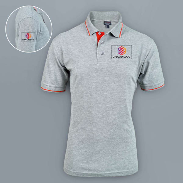 Highline Polo T-shirt for Men (Grey Melange with Red)