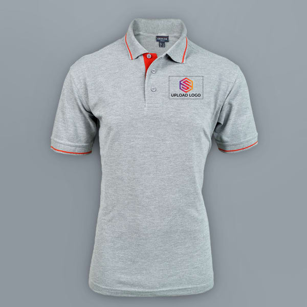 Highline Polo T-shirt for Men (Grey Melange with Red)