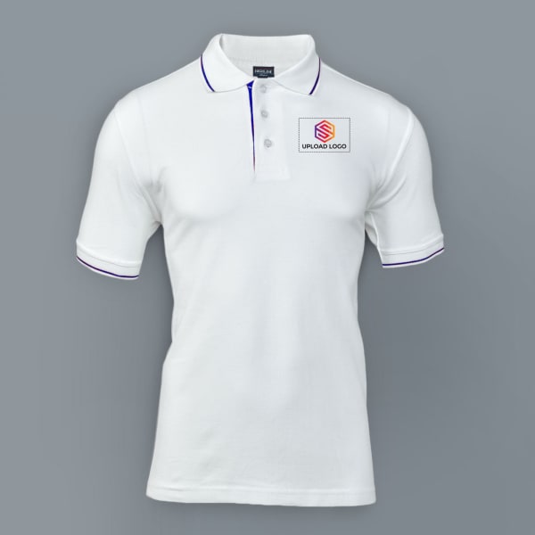 Highline Polo T-shirt for Men (White with Royal Blue)