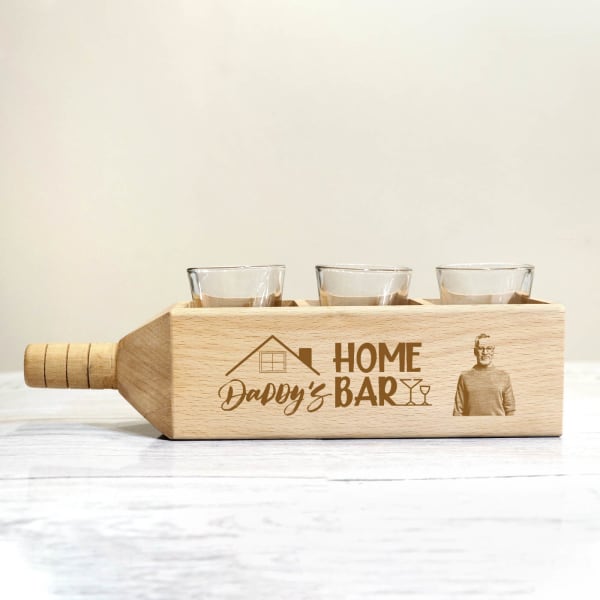 Home Bar Personalized Shot Glasses and Holder Kit