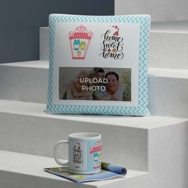 Home sweet home Personalized Cushion & Mug for House Warming