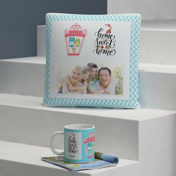 Home Sweet Home Personalized Cushion & Mug for House Warming