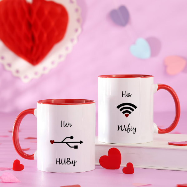 Hubby Wifey Printed Personalized Mug Set