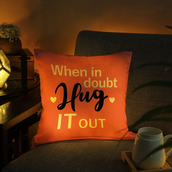 Hug It Out Valentine LED Satin Cushion