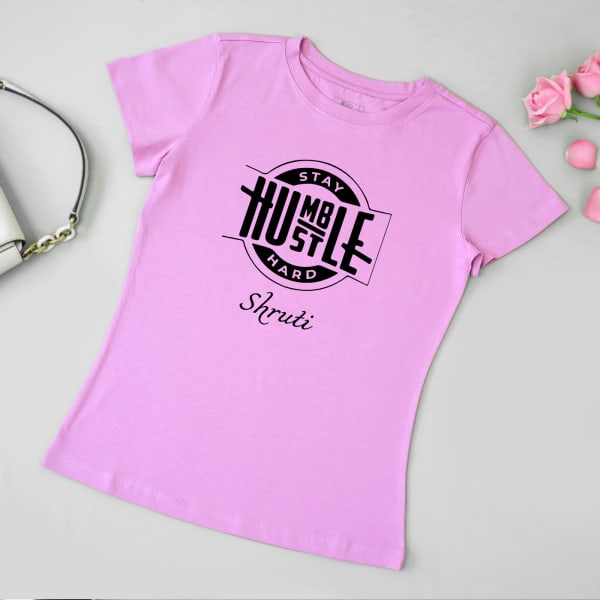 Humble-Hustle Personalized Tee for Women - Lilac