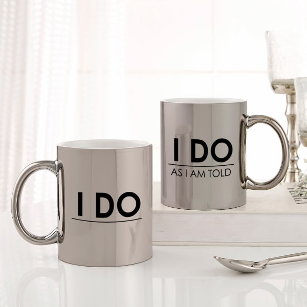 I Do Personalized Metallic Couple Mugs - Set Of 2